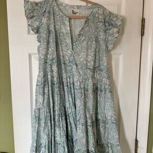 Unbranded Mint Floral Mini Dress with Flutter Sleeves